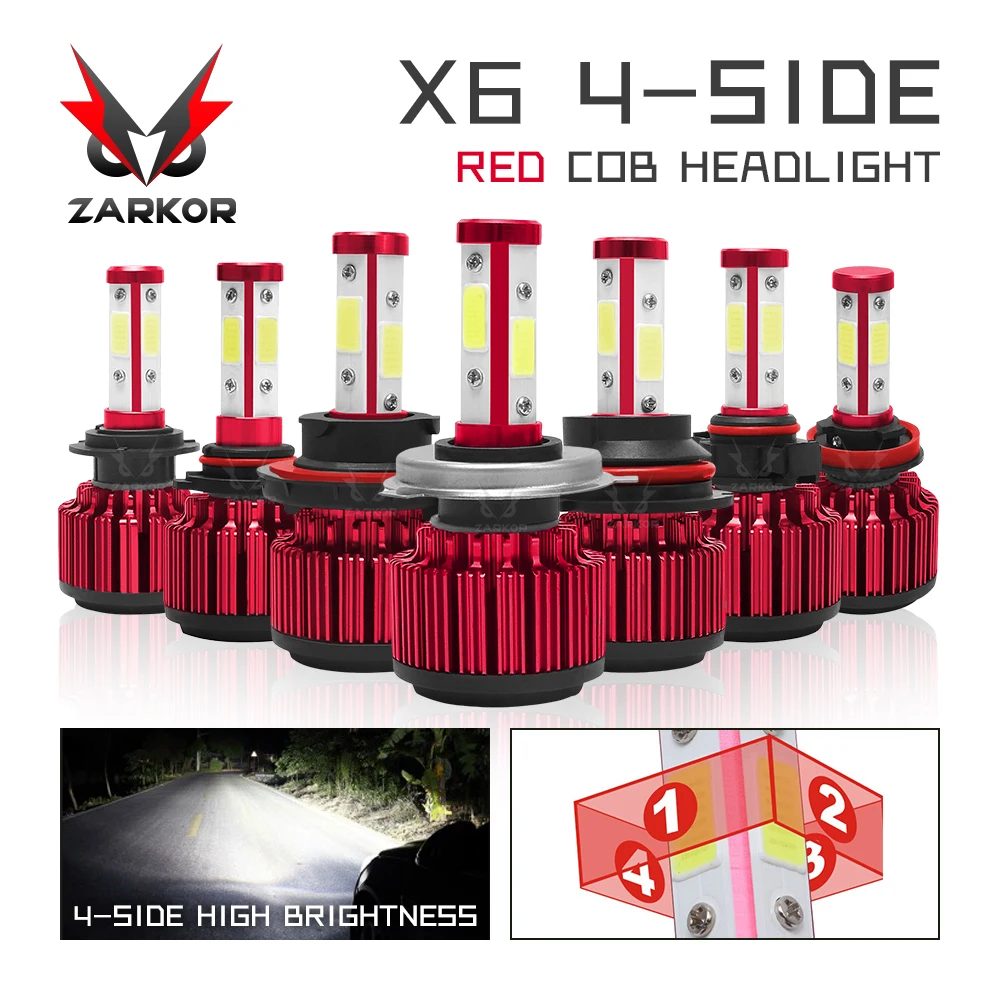 Zarkor H7 светодиодный 20000lm 4 стороны 360 ° 200 Вт H4 H11 9005 9006 HB3 HB4 турбо автомобильный