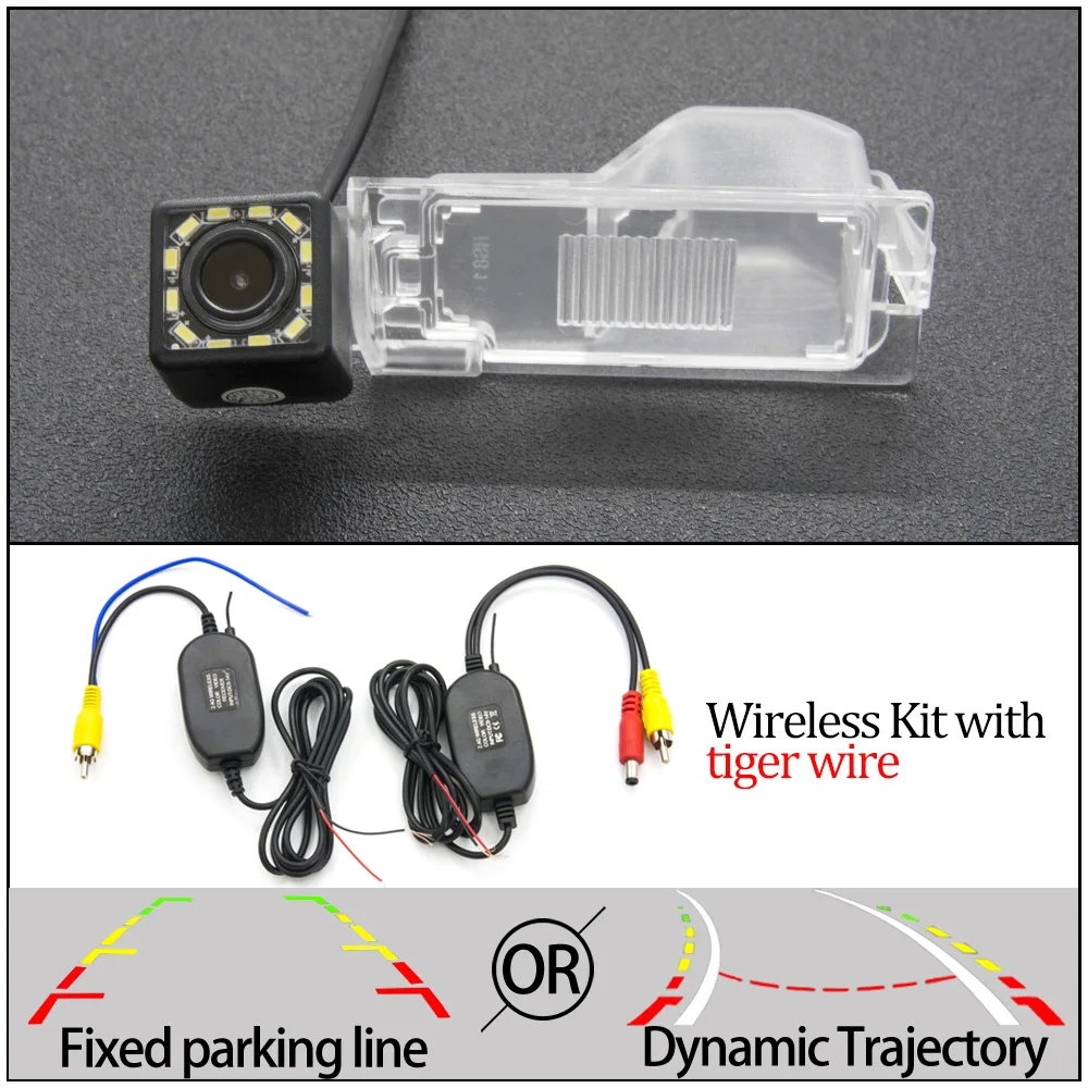 12LED And Wireless Для Ford Escape 2008-2012/Explorer U251 2006-2010/Edge U387~ Автомобильная фиксированная или динамическая траектория камера заднего вида - Название цвета: 12LED And Wireless