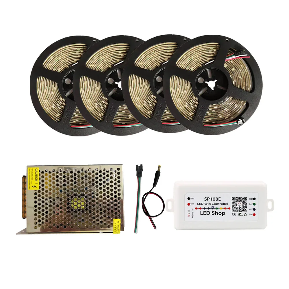 WS2812B WS2812 RGB светодиодный светильник SP108E Wifi Led контроллер DC5V Трансформатор 5 м 10 15