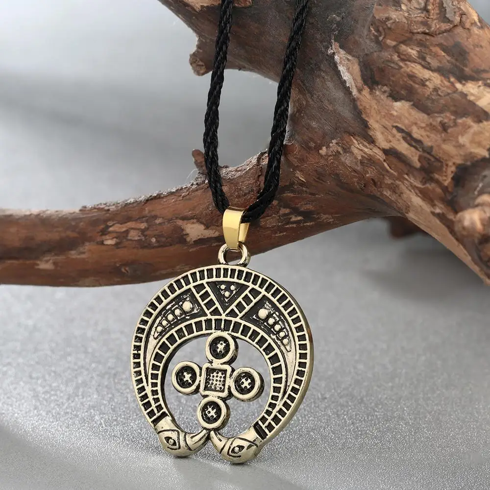QIAMNI Nordic Lunula Moon Cross Talisman Necklace Pendant Viking Protection Amulet Male Punk Slavic Pagan Jewelry Choker Charm | Украшения