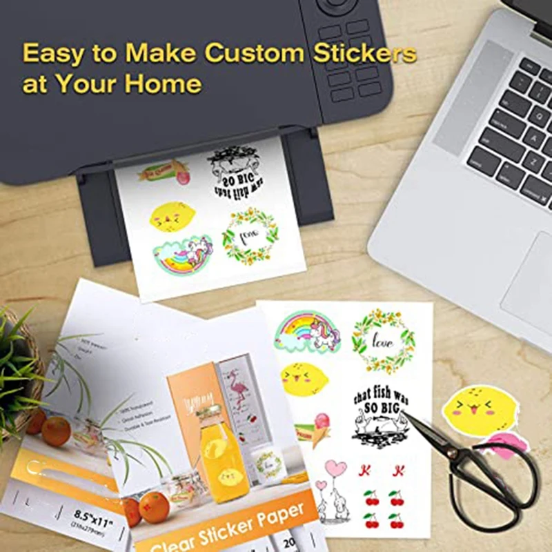 

Printable Vinyl Sticker Paper Self-Adhesive Waterproof White for & Inkjet Printer 8.5x11 Inch