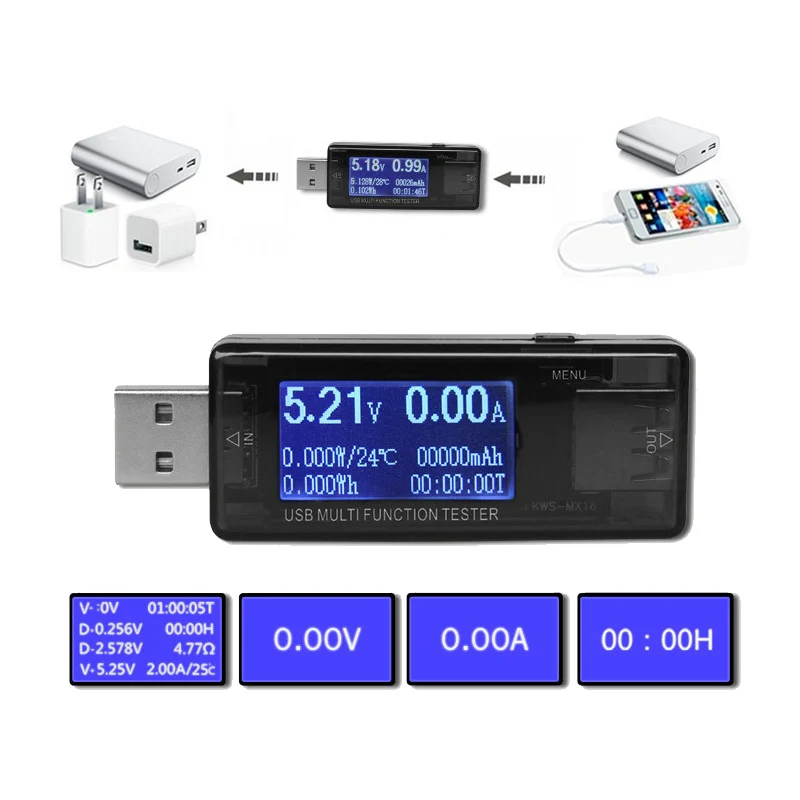 

USB-тестер 4 В-30 в 0-5 А, цифровой измеритель напряжения тока, емкости и емкости для одноразового зарядного устройства, измеритель внешнего акку...