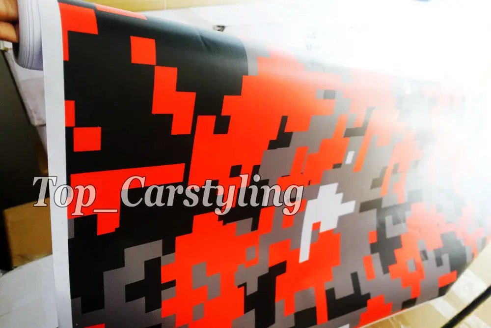 100cm x 50cm Orange digital Camouflage Vinyl stickers for phone laptop bike covering skin With Air free Self adhesive PROTWRAPS |