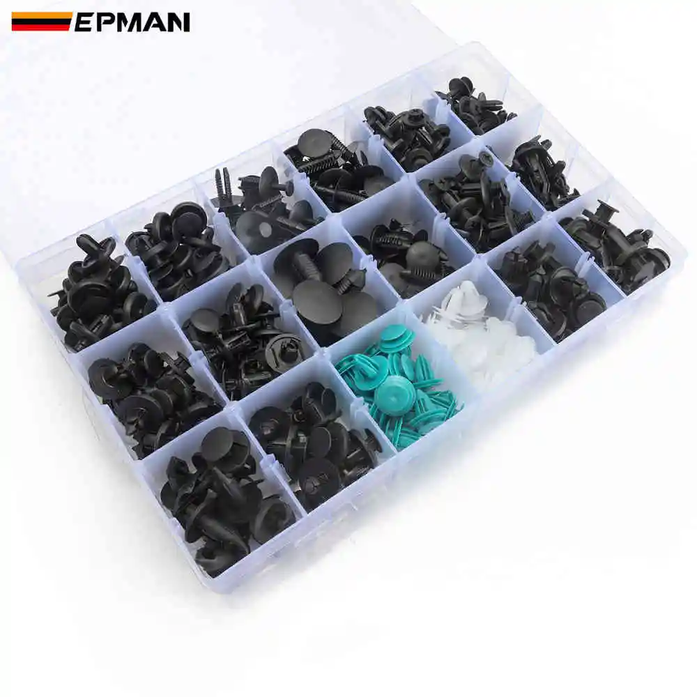 

EPMAN 299pcs 18 Sizes Car Body Push Pin Rivet Clip Fastener Mud Moulding Trim Cheaper EPSLK299F