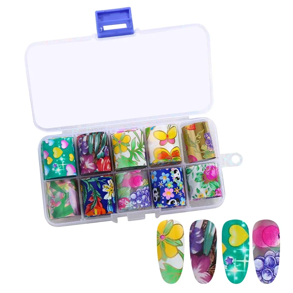 10 шт./партия очаровательные ногтей Фольга s наклейки лак металла Цвет Звездное