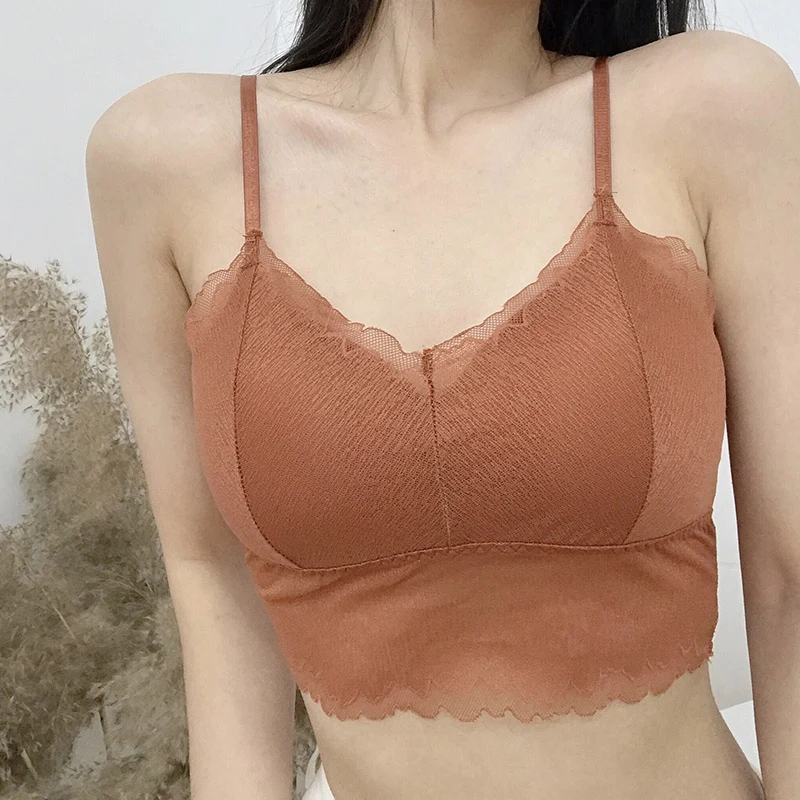 

Women Wireless Bra Padded Bralette Camisole Sexy Lace Bras Summer Crop Top Vest Ladies Floral Tank Top Underwear Acce