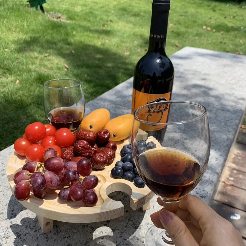 

100% Brand New High Quality Wooden Countryside Outdoor Folding Table Round Support For Wine Glasses And Food , Easy To Store