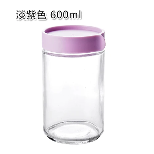 600ML-purple 1 шт. кухонный запаянный в стекло банки с крышкой злаковые закуски резервуар для хранения молока накладные ногти контейнер для печенья бутылка для хранения WF815415 - Цвет: 600ML-purple