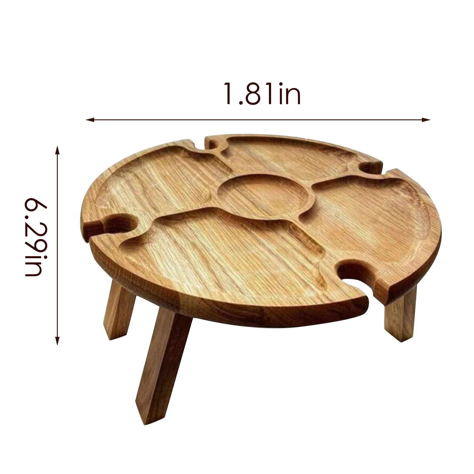 

Wooden Outdoor Folding Picnic-Table With Glass Holder 2 In 1 Wine Glass Rack Hiking Camping Garden Round Desktop Outdoor Table