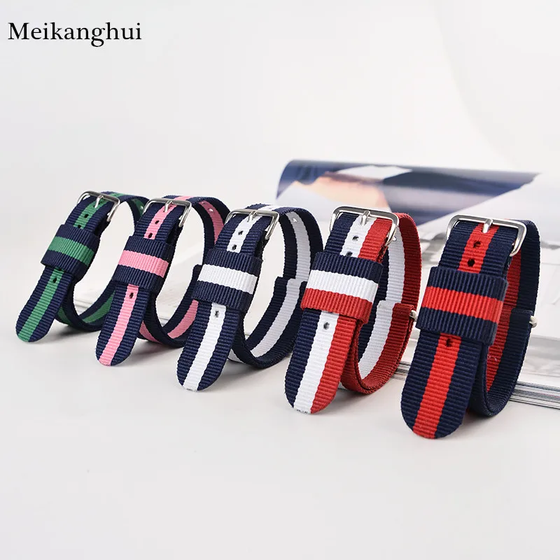 Ремешок спортивный из нейлоновой ткани для наручных часов цветной Радужный