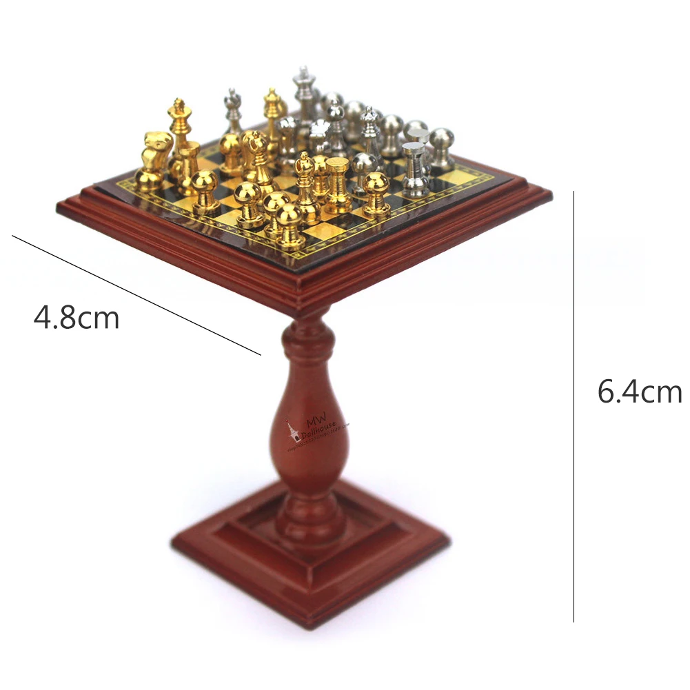 

1/6 1/12 Miniature Dollhouse Magnetic Chess Board Table Set Kids DIY Decor Toy Chess Set Chessboard Chess Magnetic Board Game