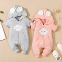 2021 new infant short sleeved climbing suit hooded ear jumpsuit european and american style baby rompers baby costume