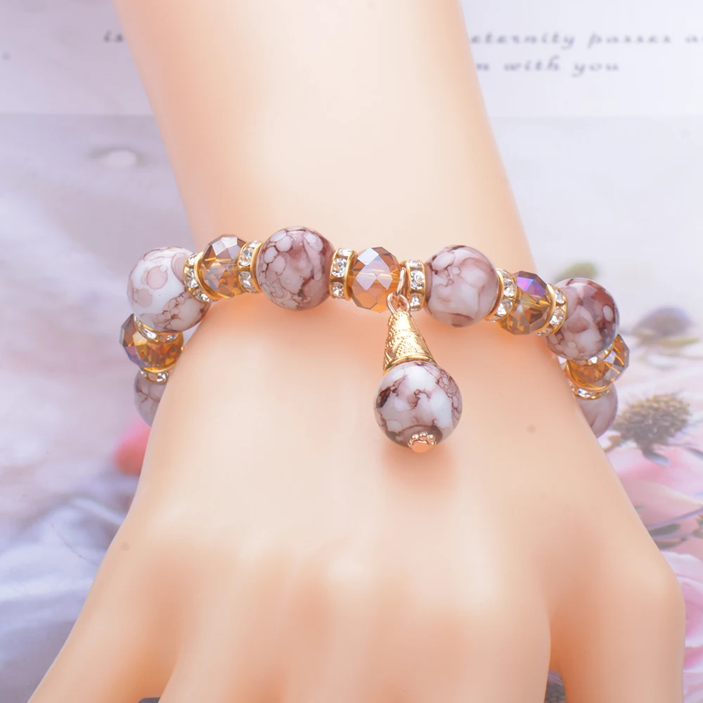 10 шт./лот модный браслет парные разноцветные шарики Подвеска Исцеляющие