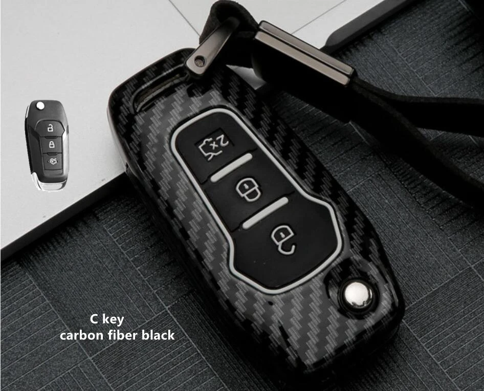 Чехол для ключа из углеродного волокна Ford Focus 2 3 Ecosport Kuga Escape Fiesta C-Max S-Max Ranger Everest