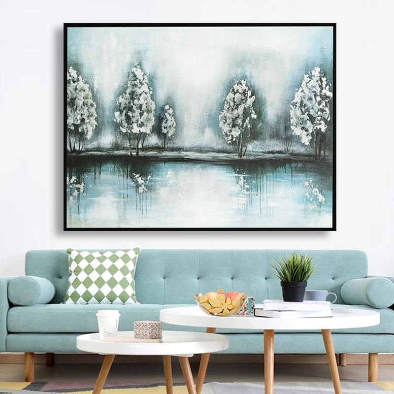 

100% ручная роспись абстрактные деревья искусство Масляная живопись на холсте настенное искусство без рамки картина украшение для живой ком...