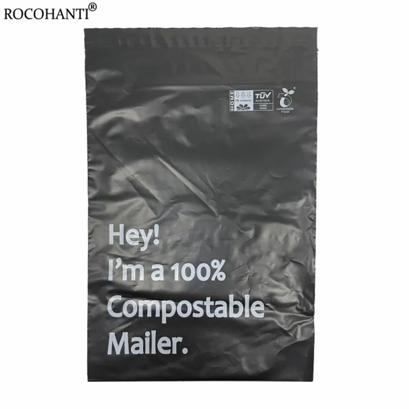 50Pcs Custom Logo Printed Eco Friendly 100% Compostable Mailer Mailing Bag Biodegradable Polymailer Plastic Shipping Courier Bag