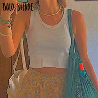 bold shade indie aesthetic unicolor ribbed tank tops navel basic y2k grunge fashion streerwear tanks sexy sleeveless cropped top