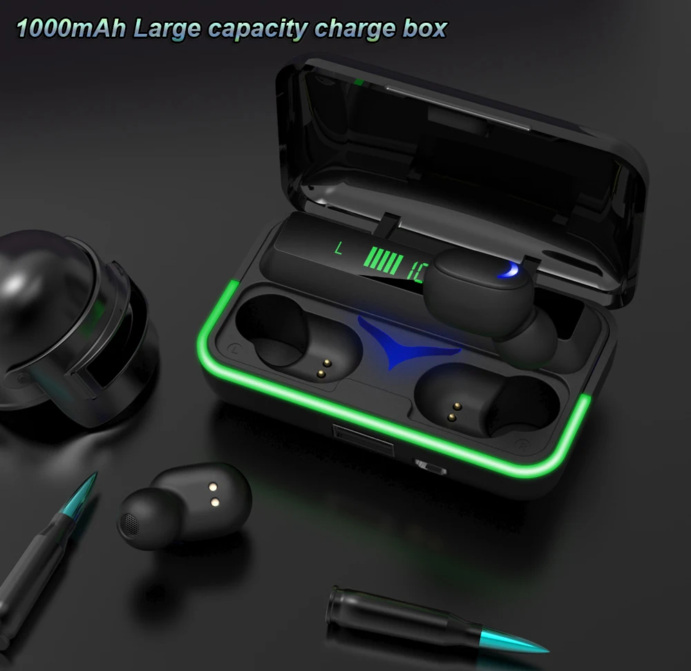 

Wireless Headphone TWS Bluetooth 5.1 Earphones 1000mAh Charging Box 9D Stereo Sports Waterproof Earbuds Headsets With Microphone