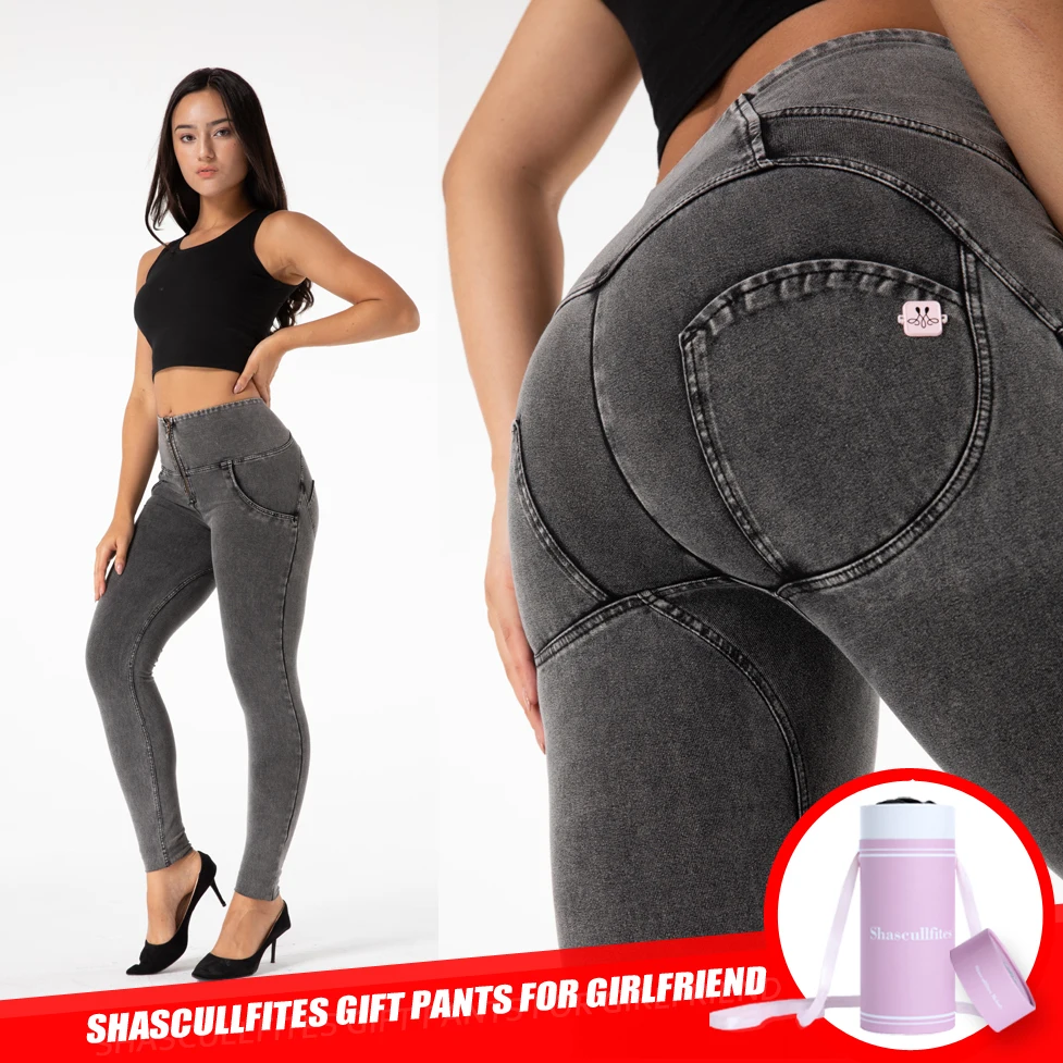 

Shascullfites Push Up High Waist Stretch Straight Leg Jeans Grey Stretch Jeans Womens Jeans Style Women's Clothing