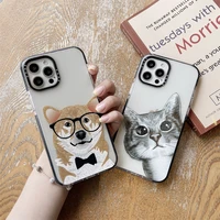 cute mr glass puppy case for iphone 13 pro 12 11 x xr xs max soft air anti drop tpu for 6 7 8 plus transparent protection cover