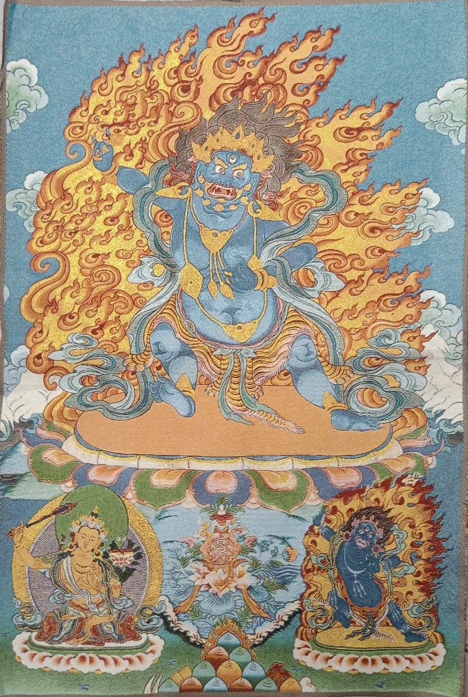 

36" Tibet Tibetan Embroidered Cloth Silk Buddhism Master CH 'ien Lin Tangka Thangka Mural Buddha Home Decor