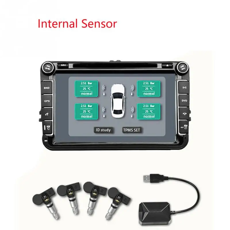 Internal Sensor USB TPMS легко установить инструмент в режиме реального времени дисплей Сенсор Автоматическая сигнализация универсальный для Android цифровой модуль контроля давления в шинах - Название цвета: Internal Sensor