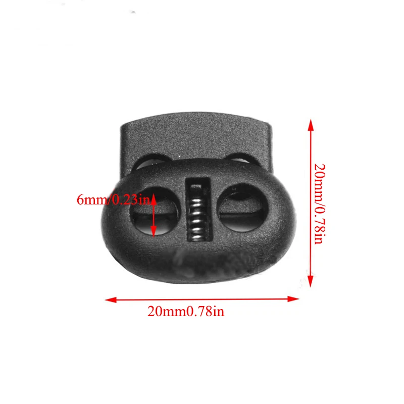10pcs 5.5mm Hole Plastic Stopper Cord Lock Clip Apparel Shoelace Bag Accessories Black Solid Color Replacement 2020 | Багаж и сумки