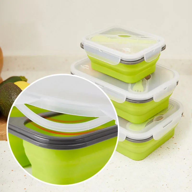 Naturehike Camping Tablewares Folding Portable Lunch Box Safe Silicone Separate Boxes Travel Office Outdoor Picnic | Спорт и