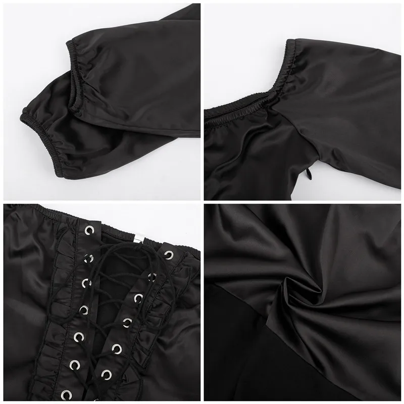 

Autumn Long Sleeve Sexy Backless Black Bodysuits Women Hollow Out Lace Up Slim Rompers Black Strapless Body Tops Streetwear