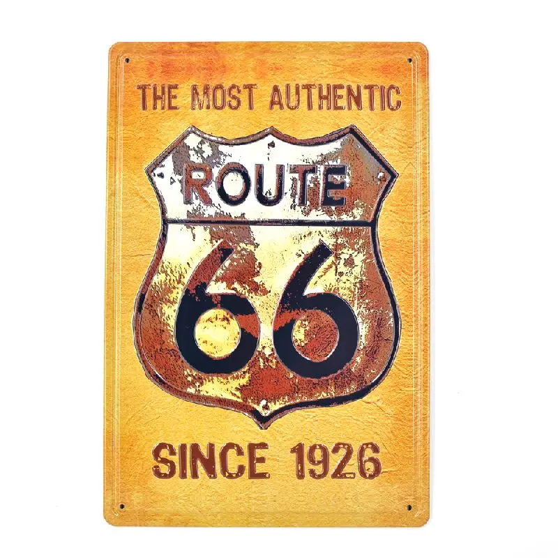 [Luckyaboy] Route 66 серфинг автобус 3D тисненые металлические жестяные знаки Бар Паб вечерние декоративные тарелки человек пещера наклейки на стену плакат - Цвет: E003