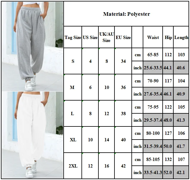 

Elastic Waist Joggers Pants Casyal Women Sport Long Sweatpants Solid Color Baggy Trousers