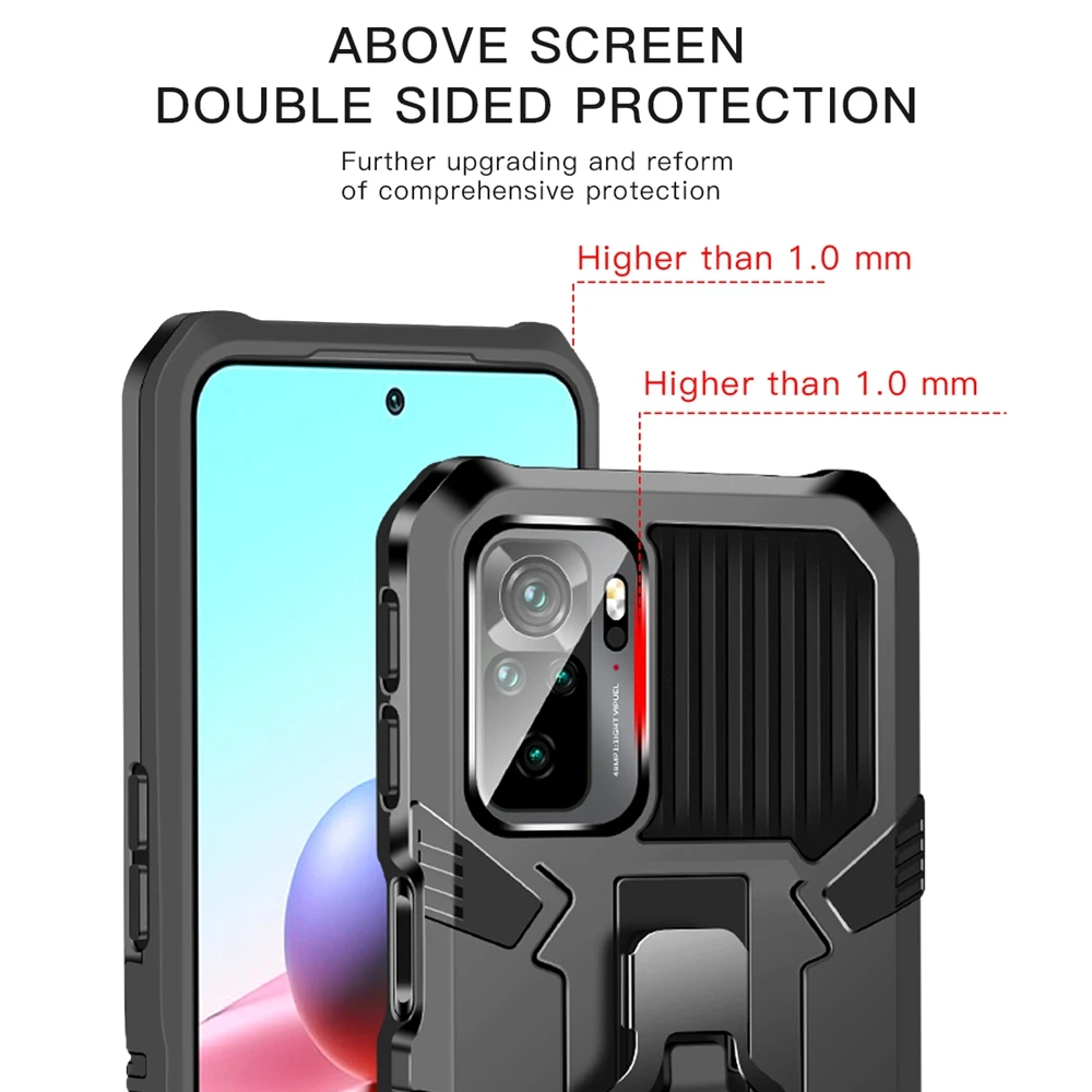 keysion shockproof case for redmi note 10 pro 10s 10t 9s 9a 9t 8 7 k40 stand phone cover for xiaomi mi 11i poco f3 x3 nfc m3 pro free global shipping