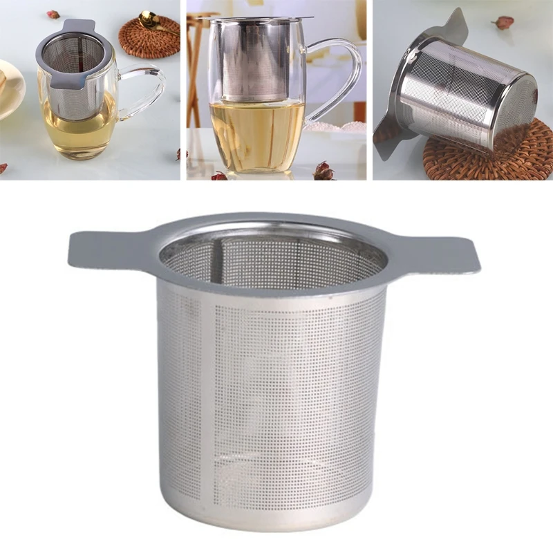 

Сетчатый ситечко для чая с двойной ручкой, многоразовое ситечко для чая из нержавеющей стали, чайный горшок, фильтр для листьев чая и специй