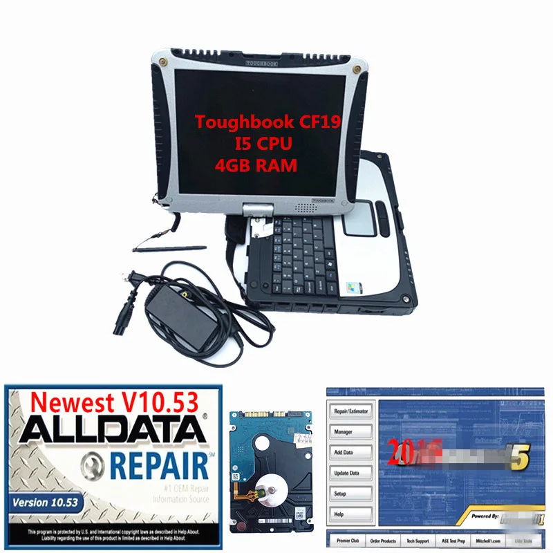 Горячие alldata V10.53 и .. chell ondem d программным обеспечением 1 ТБ установлен хорошо в CF19 4G