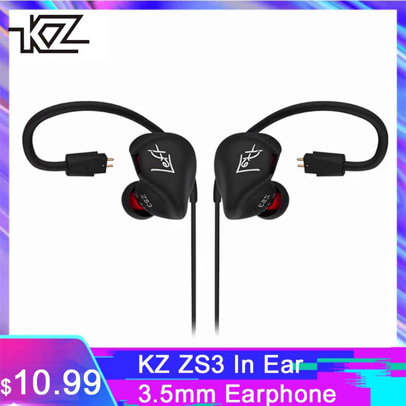 Наушники вкладыши KZS ZS3 спортивные стереонаушники для бега шумоподавление 3 5 мм hi
