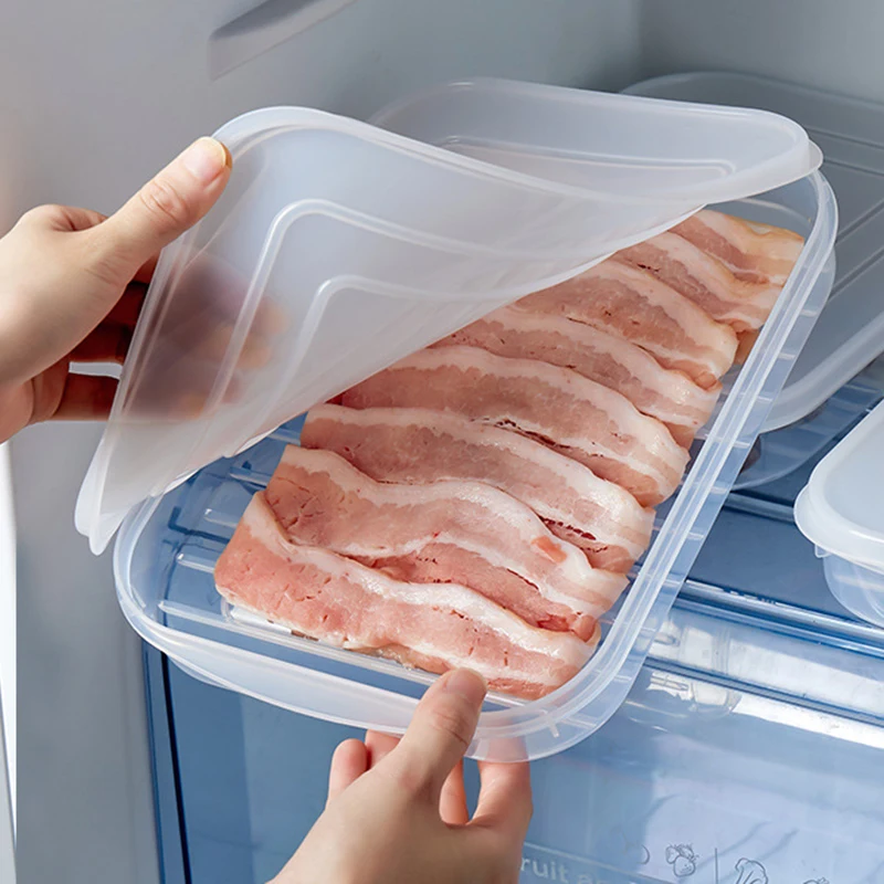 

Airtight PE Bacon Storage Containers With Lids Cold Cuts Cheese Deli Meat Saver Food Storage Container For Refrigerators Freezer