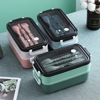 304 stainless steel lunch box bento box for school kids office worker double layers microwae heating lunch food storage box