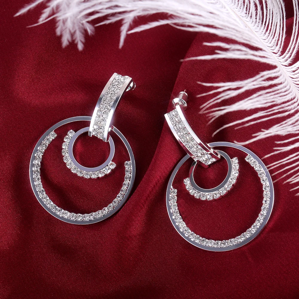 Роскошные геометрические серьги Стразы с отверстиями Висячие модные