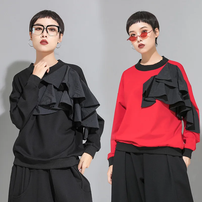 Женская футболка лоскутного покроя LANMREM уличная одежда свободного размера плюс с