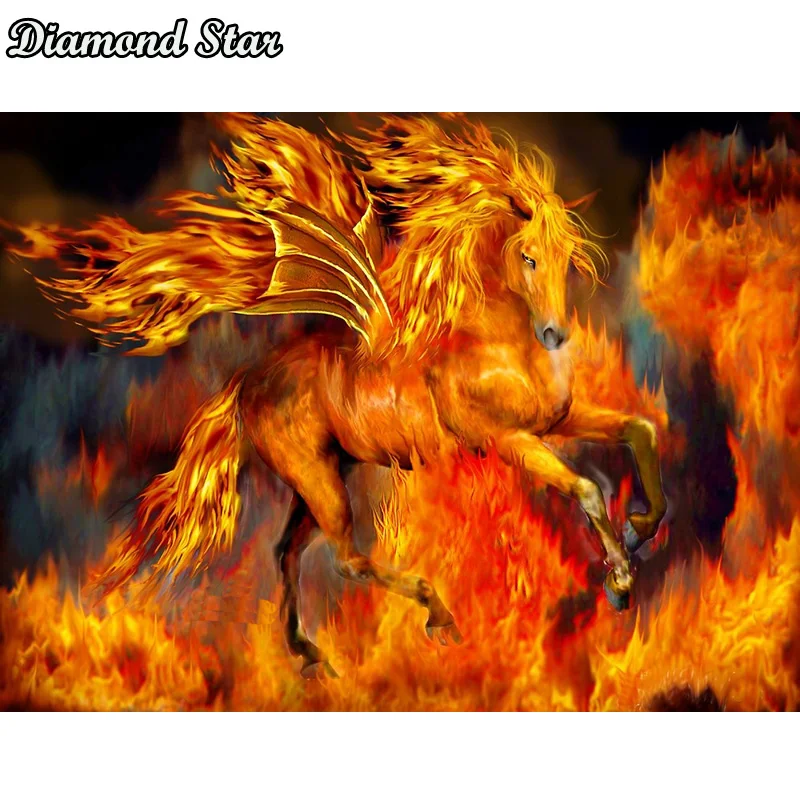 

5D DIY Diamond Painting Cross Stitch Flame horse Diamond Embroidery full Square Drill Diamond Mosaic Home Decor Baby Gift
