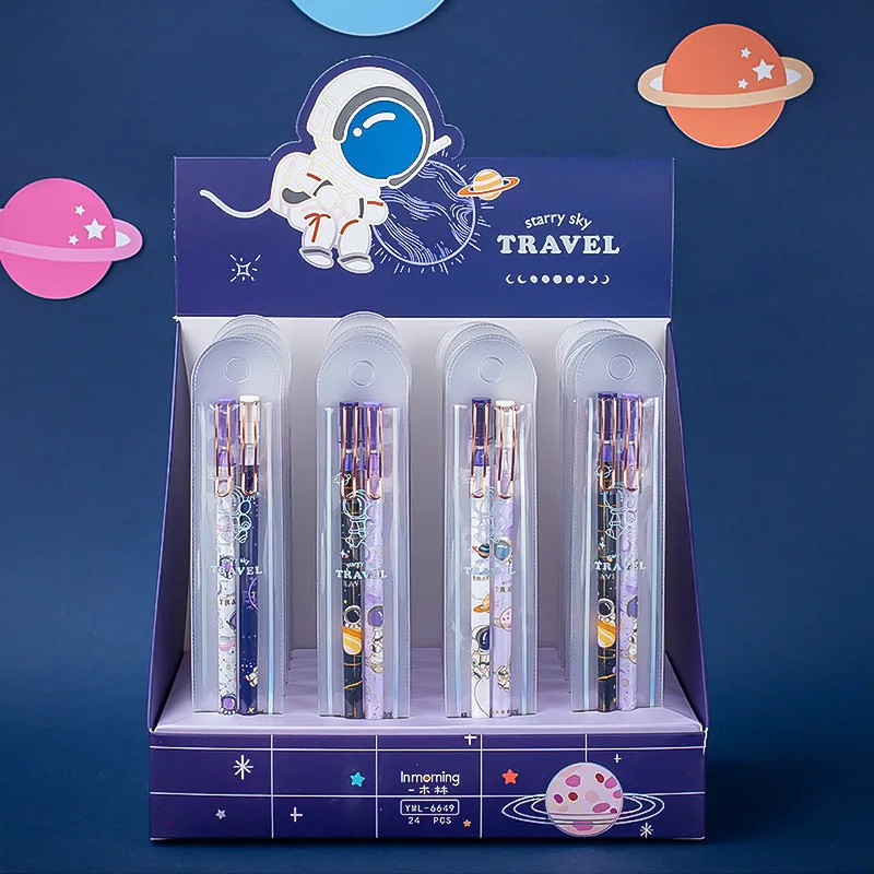 

Набор гелевых ручек 24 компл./лот Kawaii астронавт Симпатичные 0,5 мм черные чернила тонкий рекламный подарок канцелярские принадлежности
