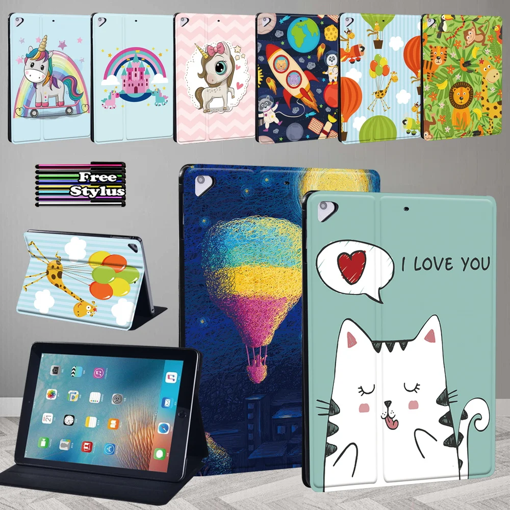 

For Apple IPad Air 9.7"/Air 2 9.7"/Air 3 10.5"/Air 4 10.9 Anti-fall Stand Pu Leather Super Cute Pattern Tablet Case+pen