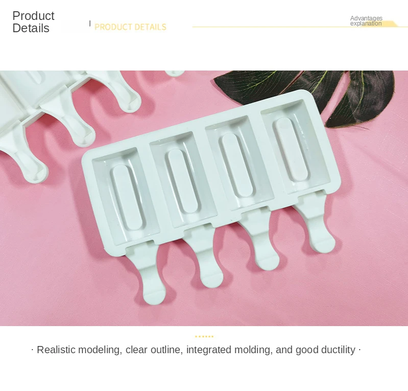 

Silicone Ice Cream Mold DIY Homemade Popsicle Molds Freezer Juice 4 Cell Size Ice Cube Tray Popsicle Barrel Maker Mould