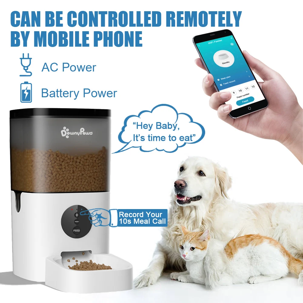 Кормушка для кошек 4/6 л автоматическая с голосовым диктофоном Wi-Fi | Дом и сад