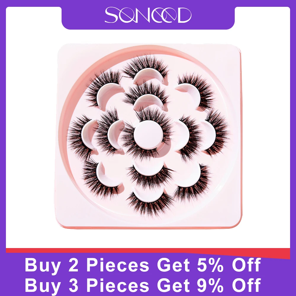 

Soneed 7/8 Pairs Multipack 3D Mink Lashes False Eyelashes Handmade Wispy Fluffy Long Lashes Natural Extension Makeup Wholesale