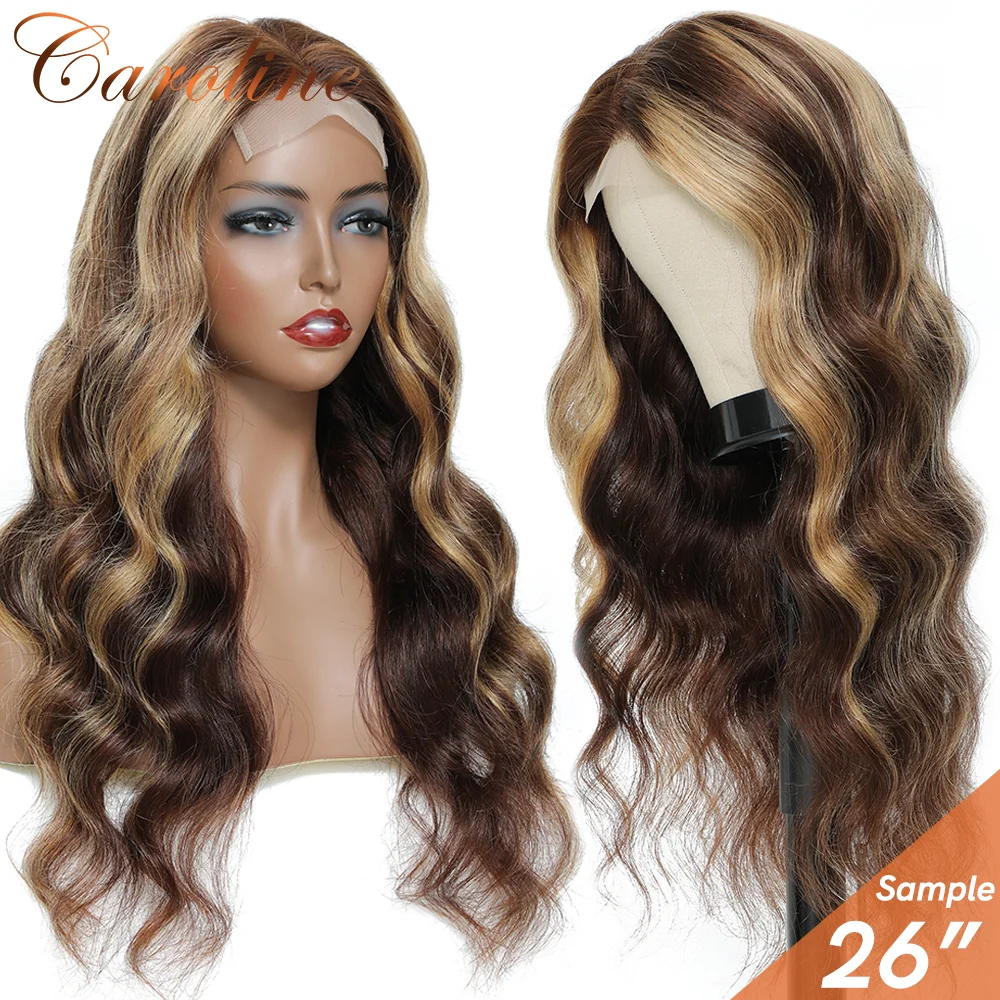 32 Inch Highlight Body Wave Lace Front Wig Pre-plucked 13x4 Lace Front Human Hair Wig Brazilian Body Wave T Part Lace Front Wig
