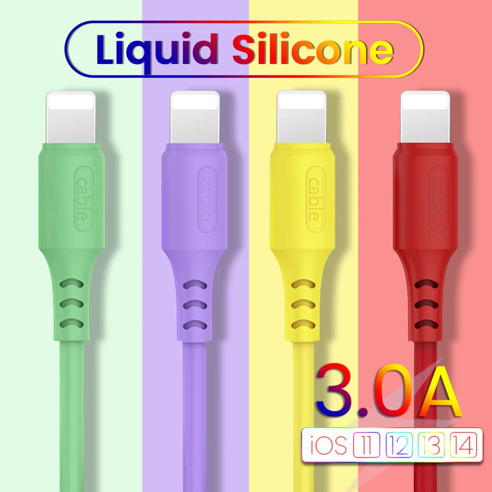USB C 8 Pin кабель для iPhone 12 11 Samsung 3A Быстрая зарядка из жидкого каучука зарядное