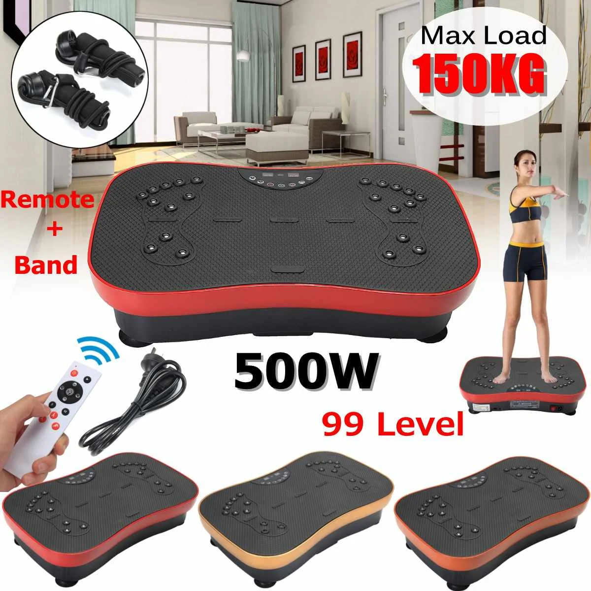 110-220V Vibration Machine 150KG/330lb Exercise Platform Massager Body Fitness With Remote Exercise Fitness Equipment