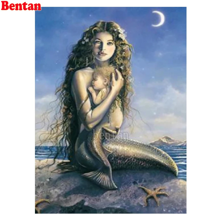 

Mermaid Mother And Child DIY Handmade Gift Full Drill Square Diamond Painting Cross Stitch Kit Cartoon Diamond Mosaic Embroidery