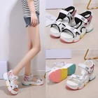 Бесплатная доставка, туфли на платформе женские сандалии на платформе с радужной подошвой, на липучке, туфли на платформе с открытым носком